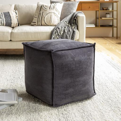 Surya Copacetic COPF-001 Dark Blue 18"H x 18"W x 18"D Pouf