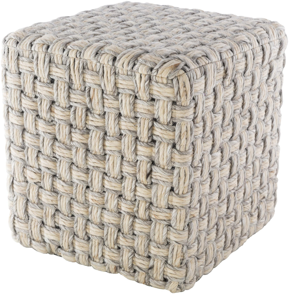 Surya Cordoba CDPF-002 Cream Medium Gray 18"H x 18"W x 18"D Pouf