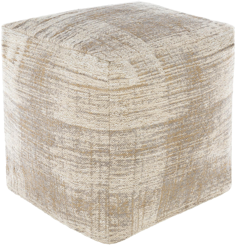 Surya Dalen DAPF-001 Gray Light Beige 18"H x 18"W x 18"D Pouf