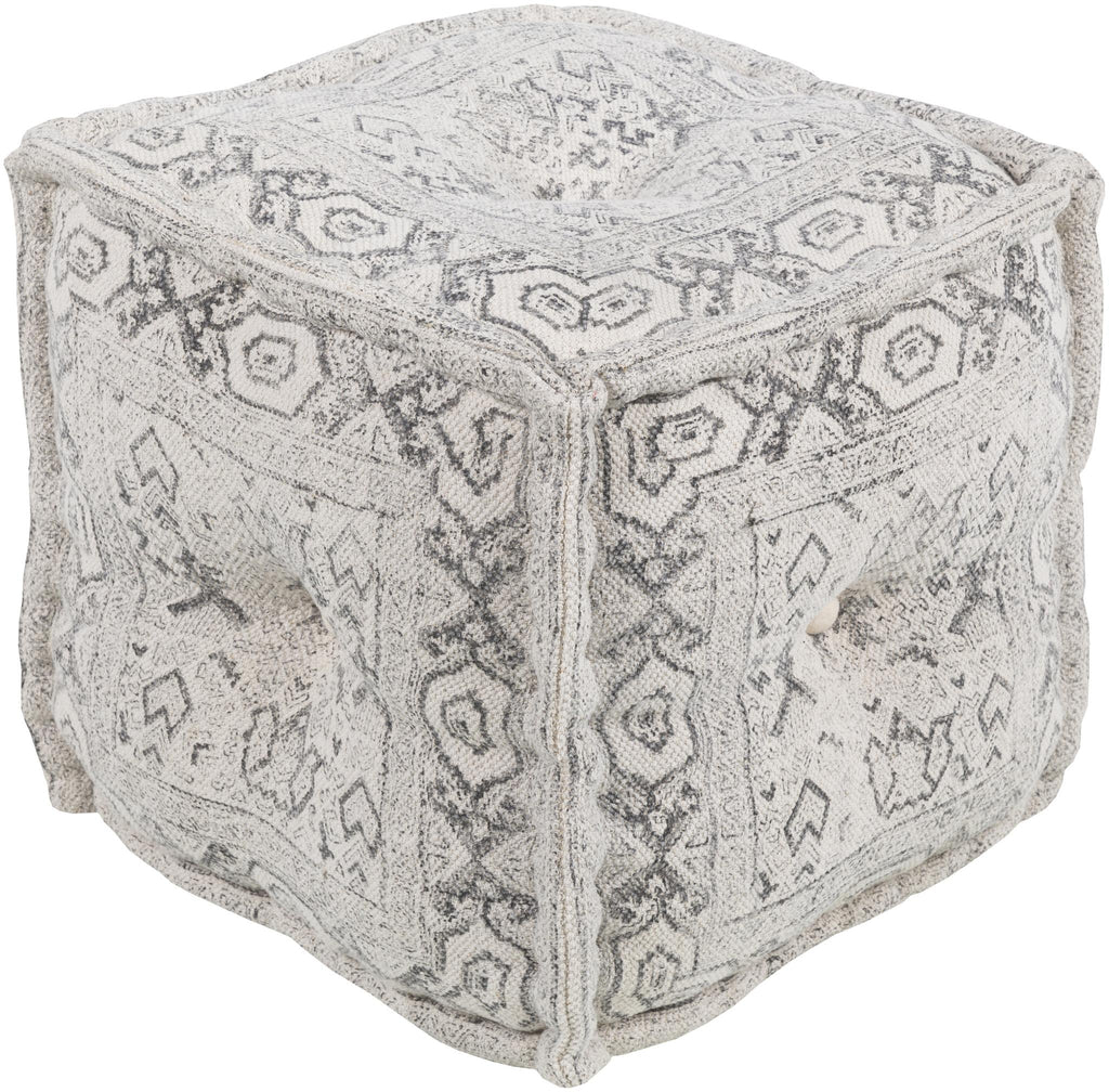 Surya Daveed DVPF-001 Charcoal Ivory 16"H x 16"W x 16"D Pouf