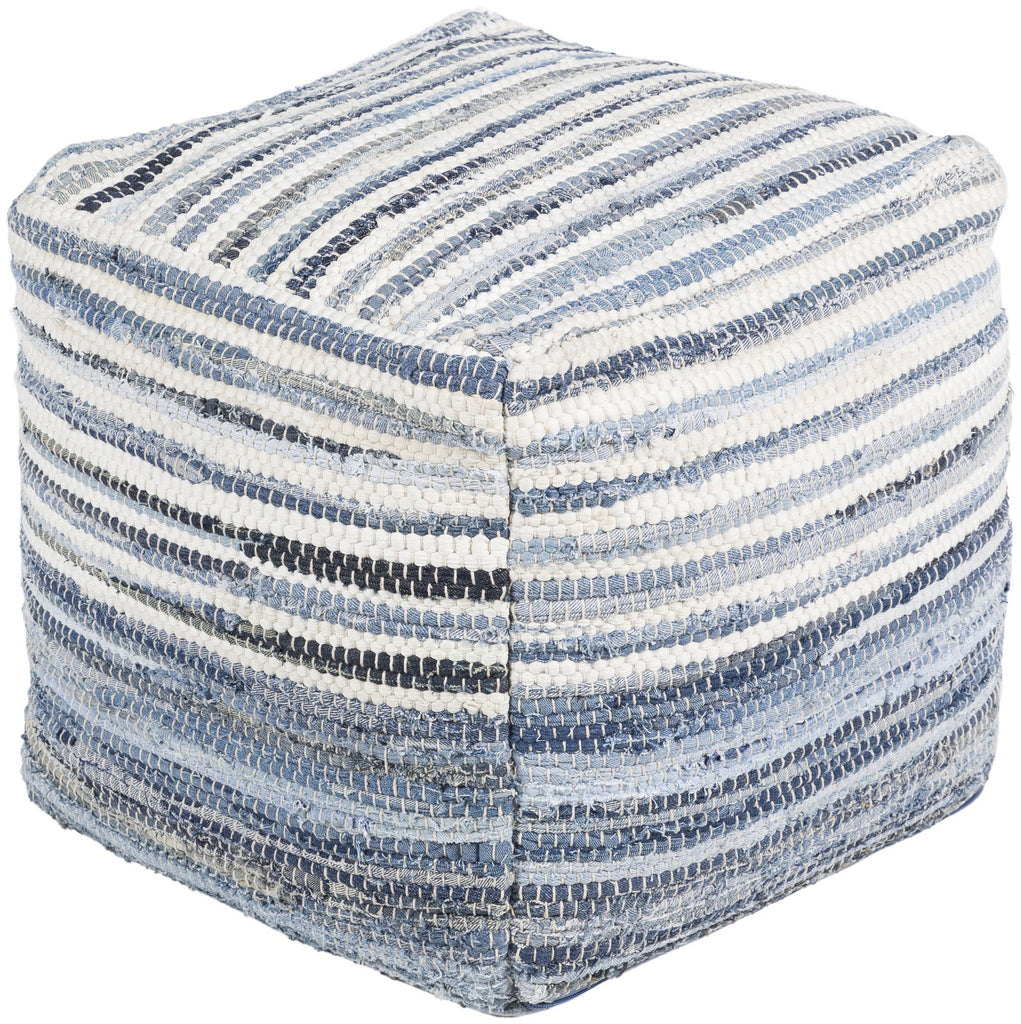 Surya Denim DNPF-001 Blue Navy 16"H x 16"W x 16"D Pouf