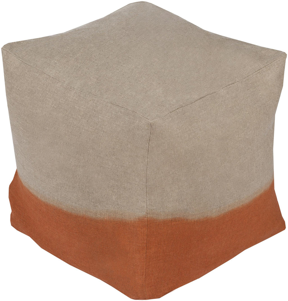 Surya Dip Dyed DDPF-007 Burnt Orange Taupe 18"H x 18"W x 18"D Pouf