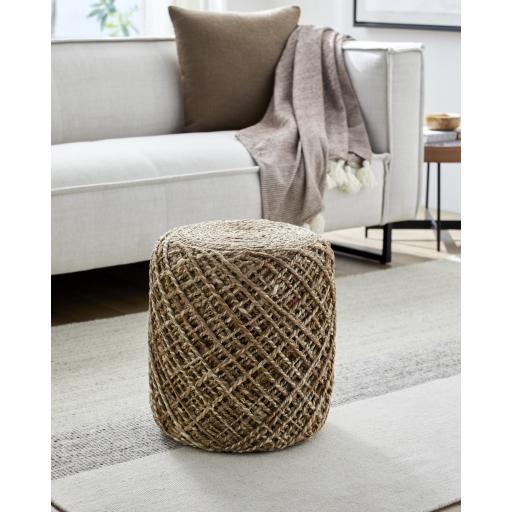 Surya Durban DBPF-001 Tan Taupe 18"H x 16"W x 16"D Pouf