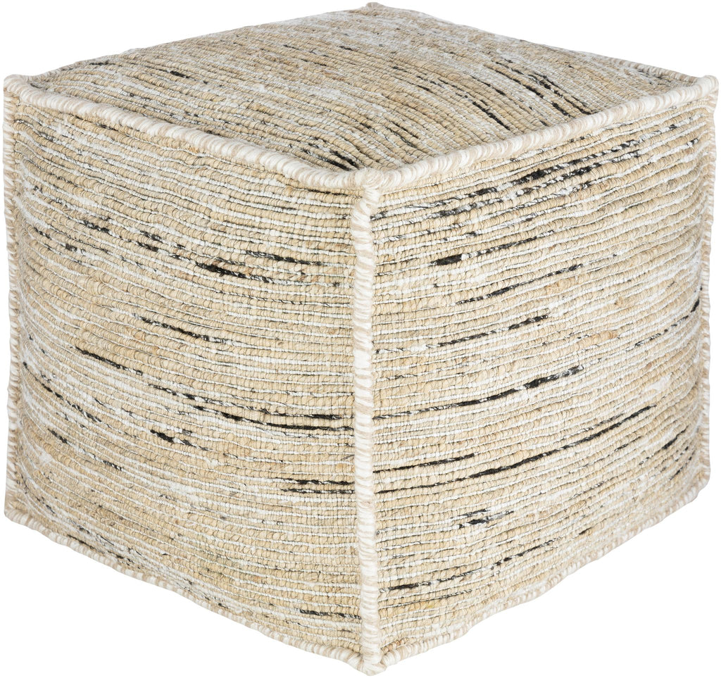 Surya Esperanza EZPF-001 Black Wheat 18"H x 18"W x 18"D Pouf