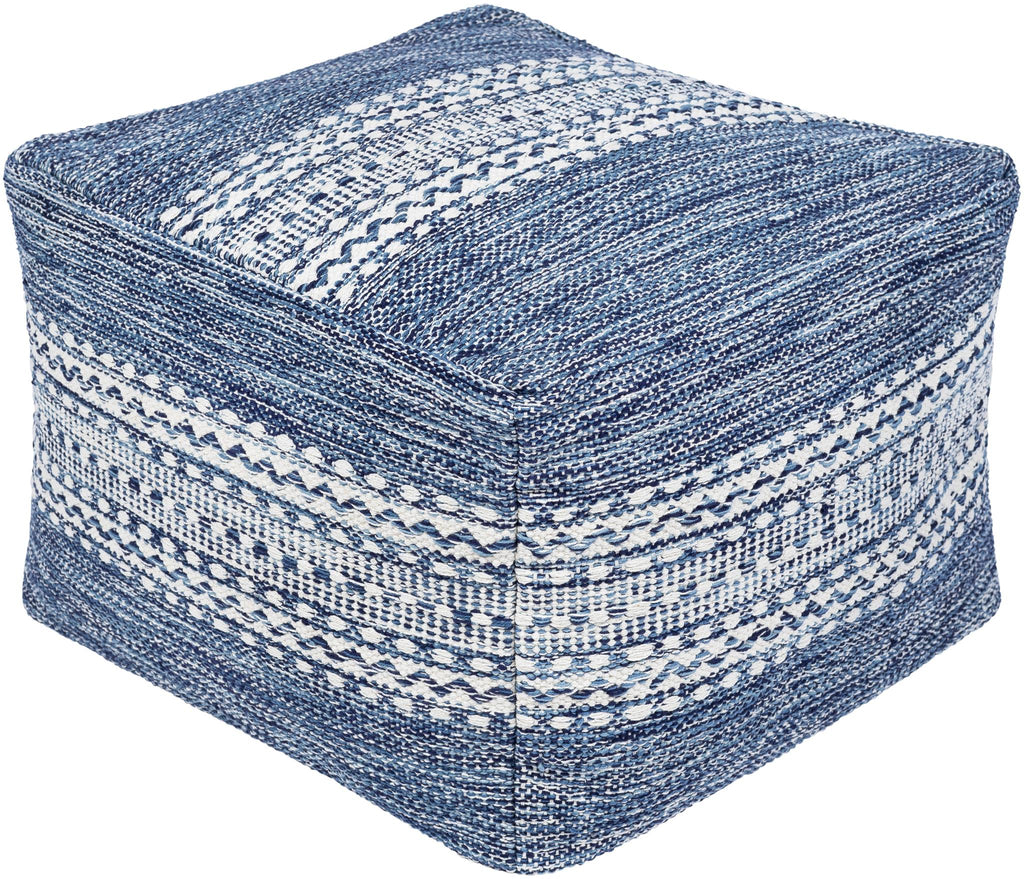 Surya Ethan ETPF-001 Blue Light Beige 14"H x 20"W x 20"D Pouf