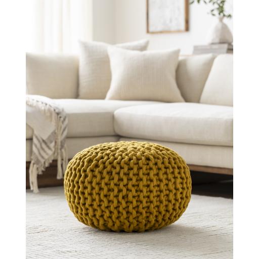 Surya Fargo FGPF-006 Mustard 14"H x 20"W x 20"D Pouf