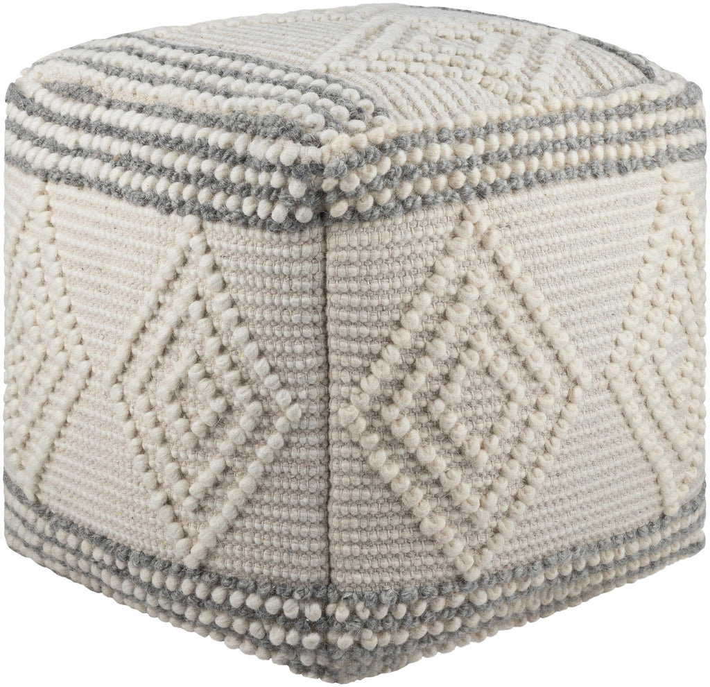 Surya Hygge HGPF-003 Charcoal White 18"H x 18"W x 18"D Pouf