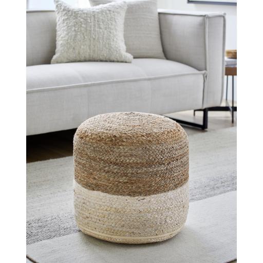 Surya Kona KOPF-001 Ivory Tan 18"H x 14"W x 14"D Pouf