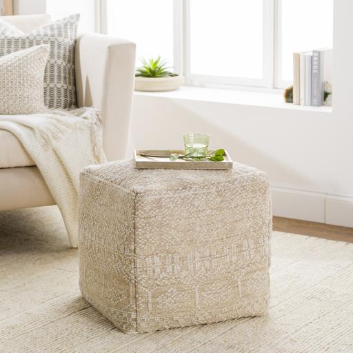 Surya Nobel NBPF-002 Beige Light Beige 18"H x 18"W x 18"D Pouf