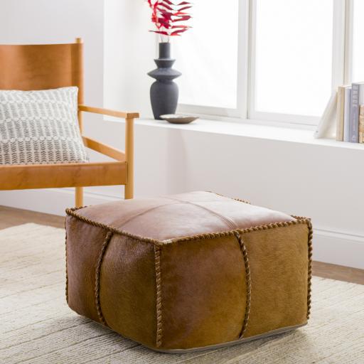 Surya Ranger II RGPF-002 Brown Medium Gray 13"H x 22"W x 22"D Pouf