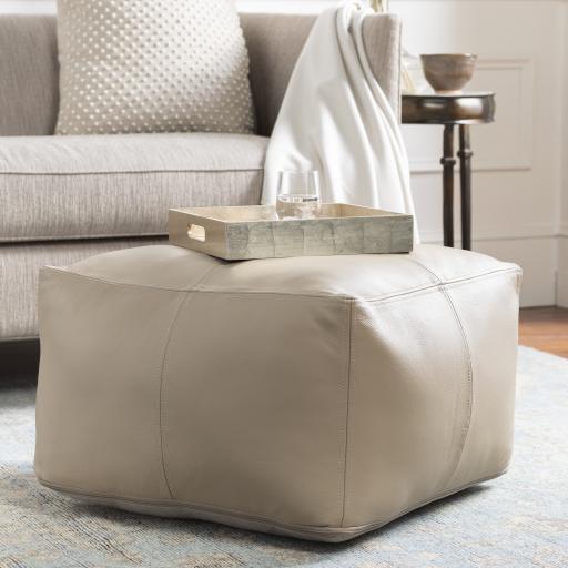 Surya Sheffield SFPF-004 Medium Gray Tan 13"H x 22"W x 22"D Pouf