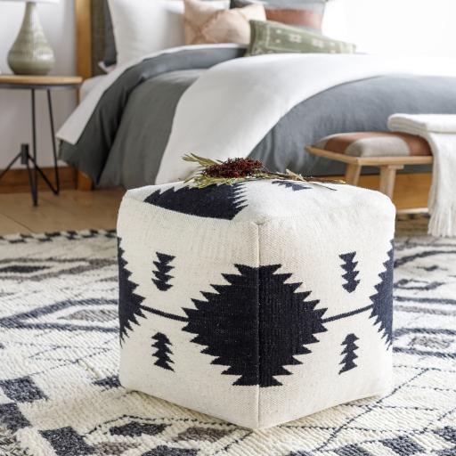 Surya Shiprock SOPF-001 Black Cream 18"H x 18"W x 18"D Pouf