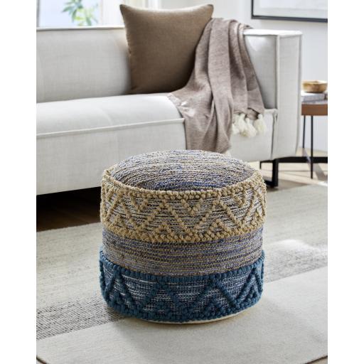 Surya Sydney SYPF-001 Blue Dark Blue 16"H x 18"W x 18"D Pouf