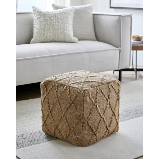 Surya Teangi TGPF-001 Beige Light Beige 16"H x 16"W x 16"D Pouf