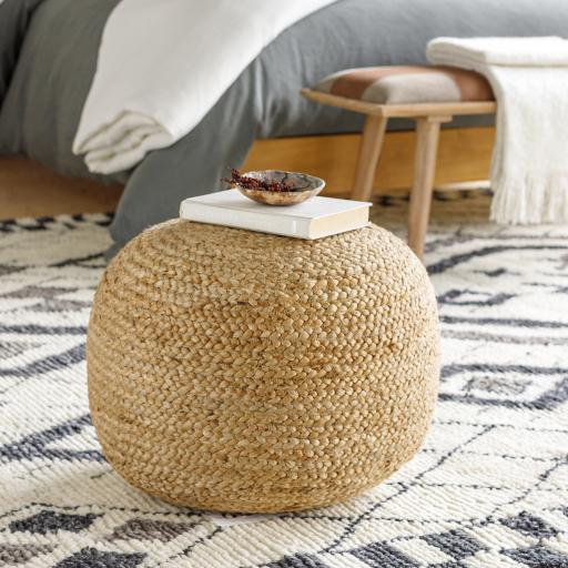 Surya Tropics TPPF-006 Wheat 16"H x 20"W x 20"D Pouf