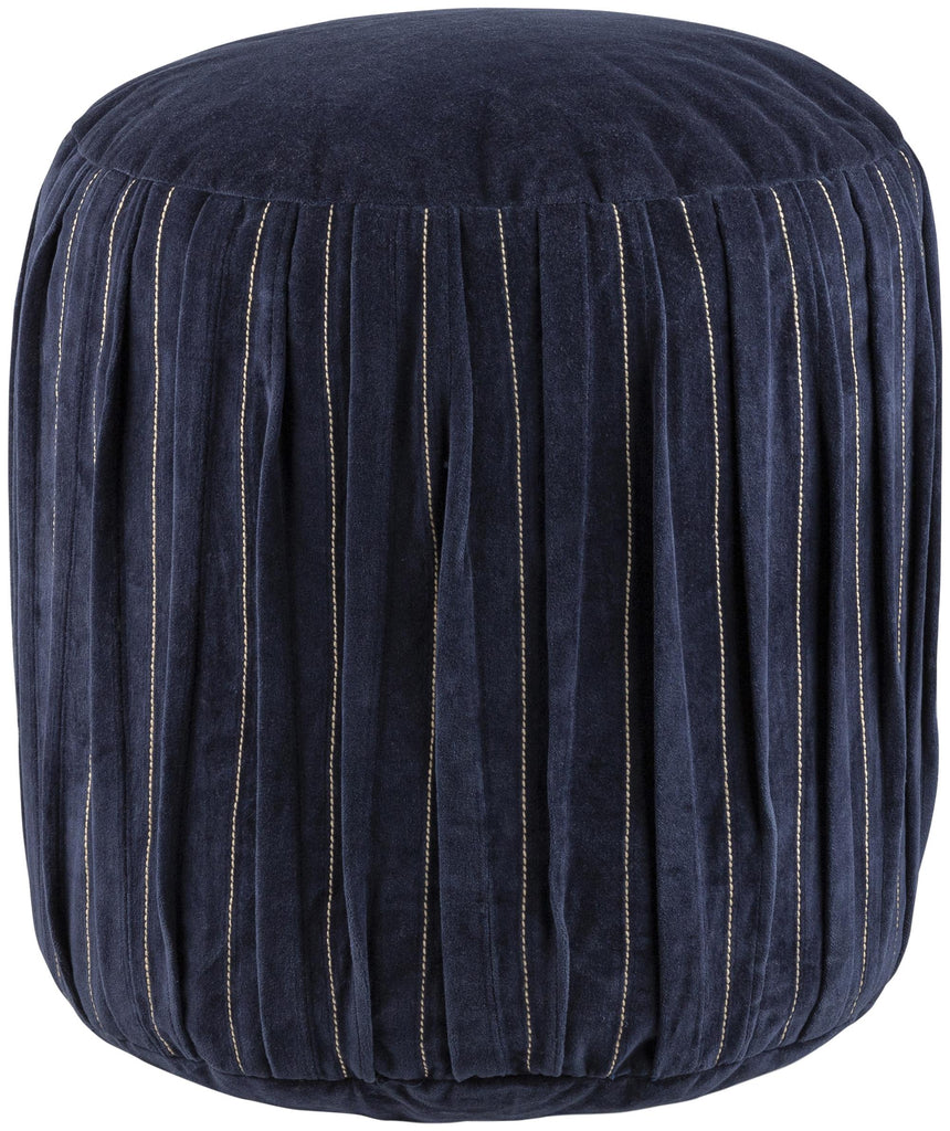 Surya Vela VLPF-001 Navy 16"H x 16"W x 16"D Pouf