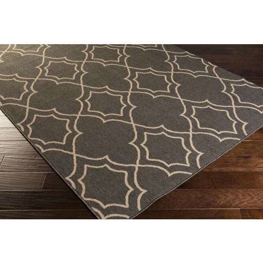 Surya Alfresco ALF-9590 Black Light Brown 7'3" Square Rug