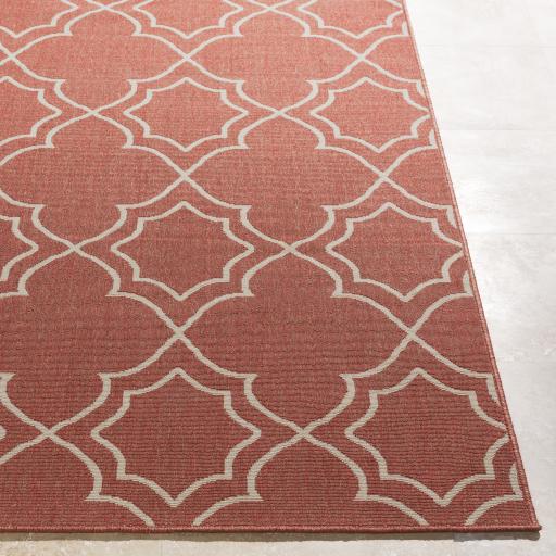 Surya Alfresco ALF-9591 Brick Red Light Beige 7'3" Square Rug