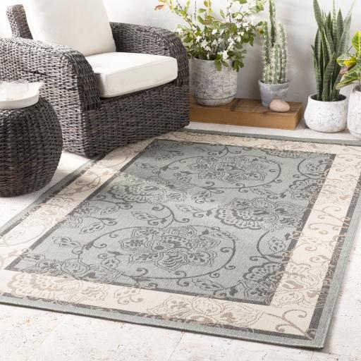 Surya Alfresco ALF-9594 Black Dusty Sage 2'5" x 11'10" Rug