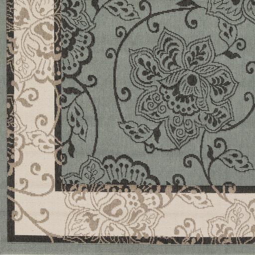 Surya Alfresco ALF-9594 Black Dusty Sage 2'5" x 11'10" Rug