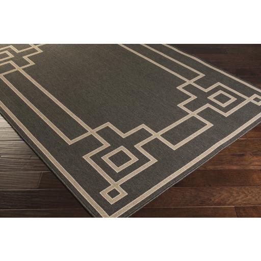 Surya Alfresco ALF-9630 Black Light Beige 2'5" x 11'10" Rug