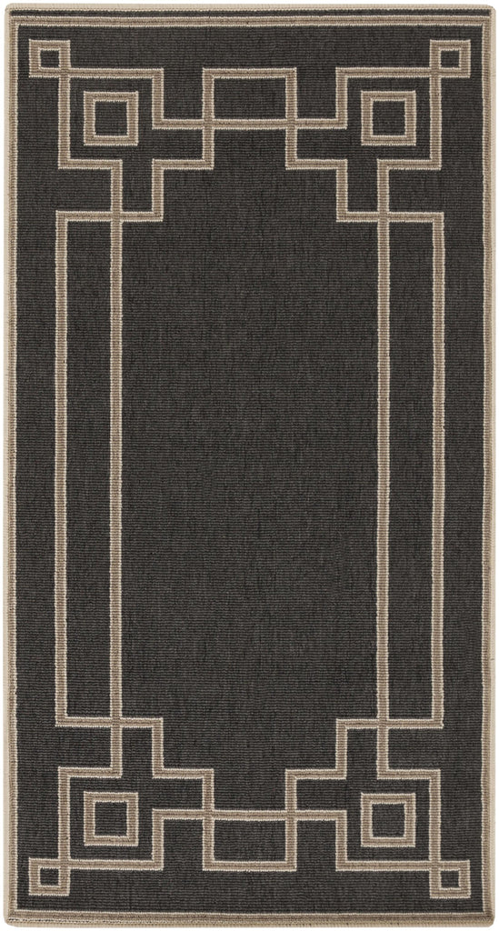 Surya Alfresco ALF-9630 Black Light Beige 2'5" x 11'10" Rug