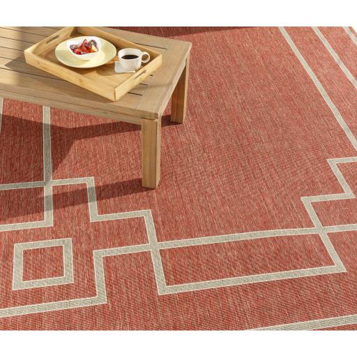 Surya Alfresco ALF-9631 Brick Red Light Beige 7'3" Square Rug