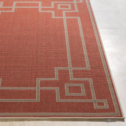 Surya Alfresco ALF-9631 Brick Red Light Beige 7'3" Square Rug