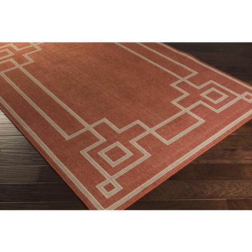 Surya Alfresco ALF-9631 Brick Red Light Beige 7'3" Square Rug