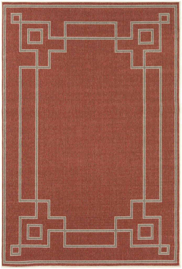 Surya Alfresco ALF-9631 Brick Red Light Beige 7'3" Square Rug