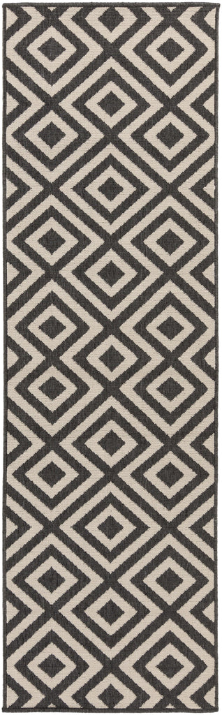 Surya Alfresco ALF-9639 Black Light Beige 8'10" Square Rug