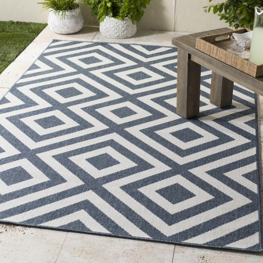 Surya Alfresco ALF-9657 Navy White 7'3" Square Rug