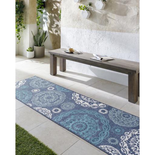 Surya Alfresco ALF-9666 Navy Pale Blue 7'3" Square Rug