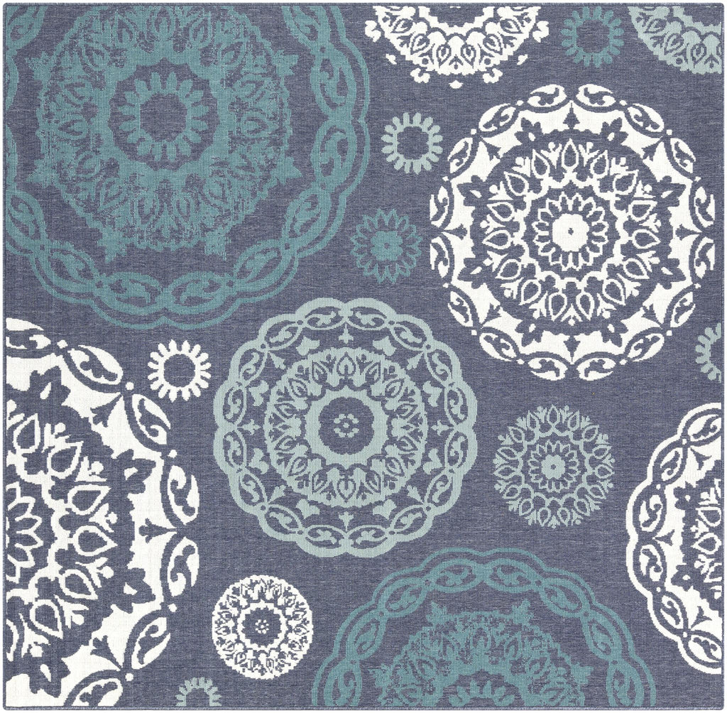 Surya Alfresco ALF-9666 Navy Pale Blue 8'10" Square Rug