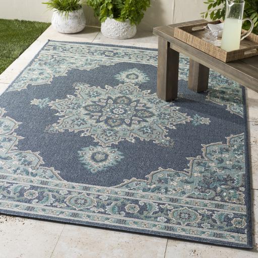 Surya Alfresco ALF-9670 Navy Pale Blue 2'5" x 11'10" Rug