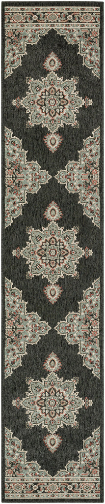 Surya Alfresco ALF-9671 Black Brick Red 7'3" Square Rug