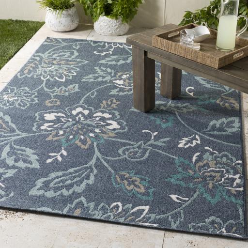 Surya Alfresco ALF-9673 Navy Pale Blue 7'3" Square Rug