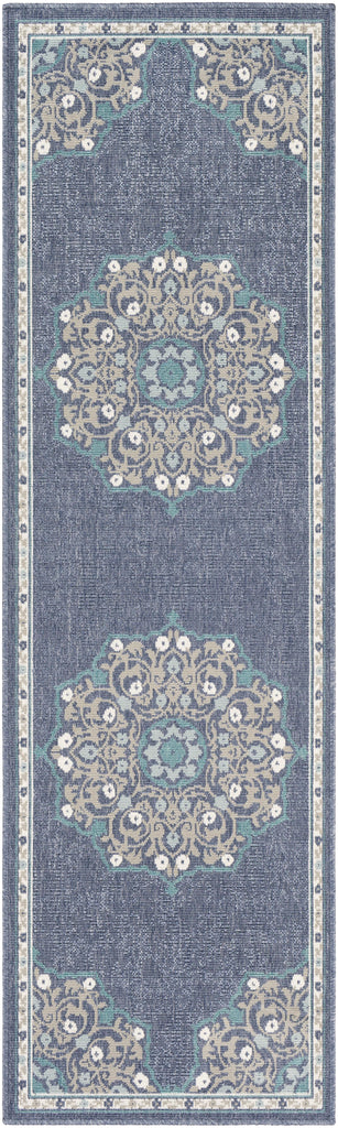 Surya Alfresco ALF-9678 Navy Pale Blue 2'5" x 11'10" Rug