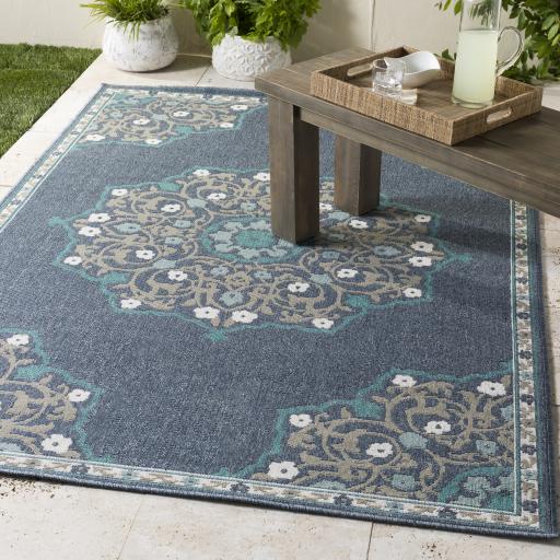 Surya Alfresco ALF-9678 Navy Pale Blue 2'5" x 11'10" Rug