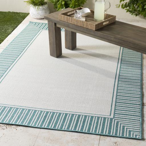 Surya Alfresco ALF-9680 Teal White 2'5" x 11'10" Rug