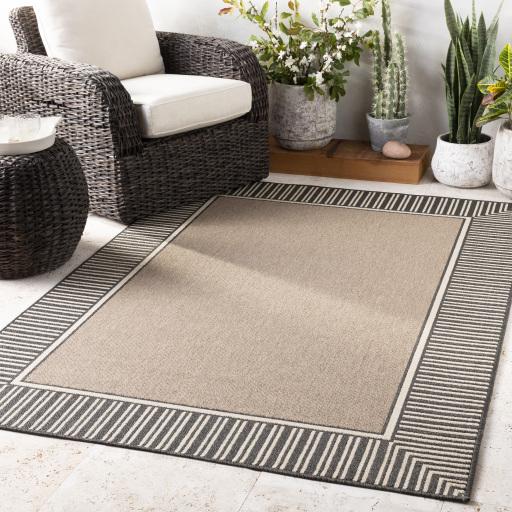 Surya Alfresco ALF-9684 Beige Black 7'3" Square Rug