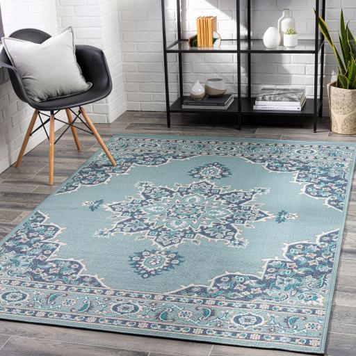 Surya Alfresco ALF-9687 Navy Pale Blue 7'3" Square Rug