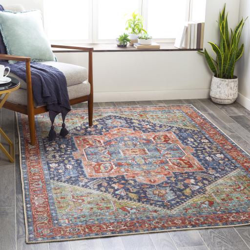 Surya Amelie AML-2311 Blue Brick Red 2' x 2'11" Rug