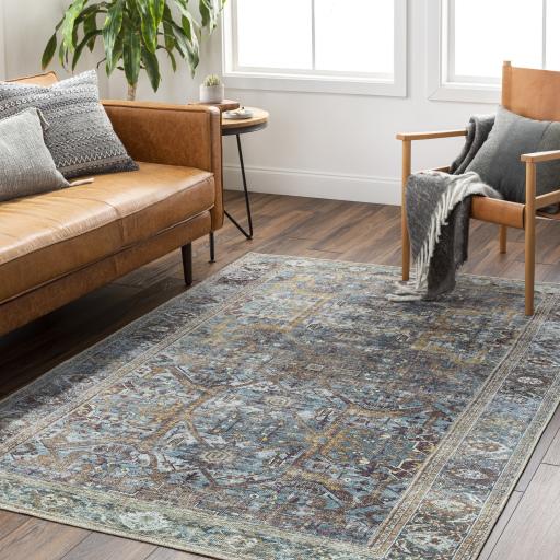 Surya Amelie AML-2370 Aqua Black 2' x 2'11" Rug