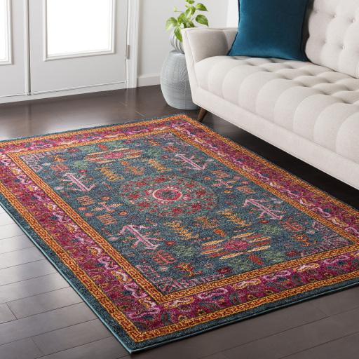 Surya Anika ANI-1005 Aqua Brick Red 2' x 2'11" Rug