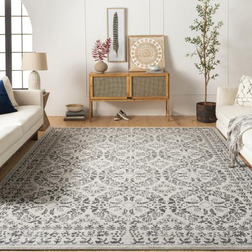 Surya Bahar BHR-2318 Charcoal Light Beige 5'3" Square Rug