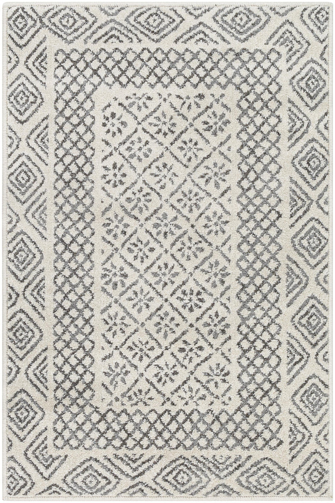 Surya Bahar BHR-2321 Charcoal Light Beige 5'3" Square Rug