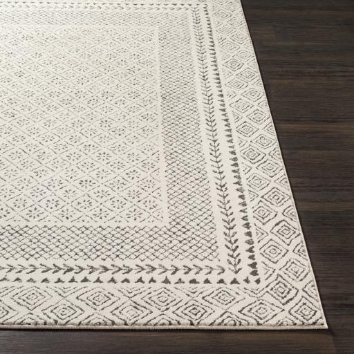 Surya Bahar BHR-2321 Charcoal Light Beige 5'3" Square Rug