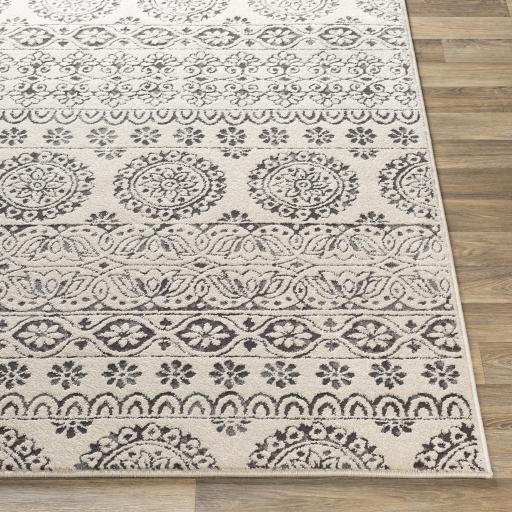 Surya Bahar BHR-2323 Charcoal Light Beige 5'3" Square Rug