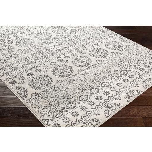 Surya Bahar BHR-2323 Charcoal Light Beige 5'3" Square Rug